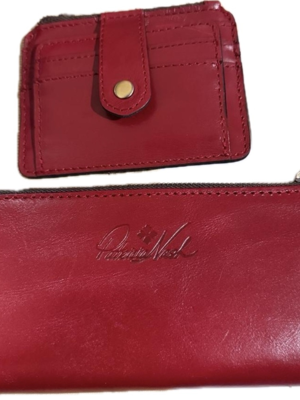 Patricia Nash Red Leather Wallet and Card Holder Set
